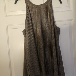 Topshop Green Halter Sleeveless Tank Top with Pleated Ribbed Style